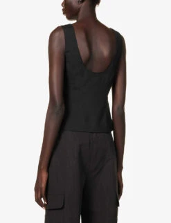 Nancy V-neck Recycled-polyester Top -Ted Bakee Clothing Shop R04197562 BLACK ALT03