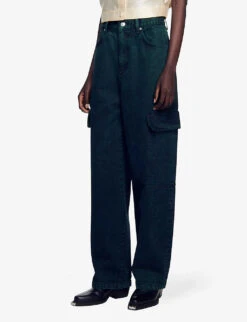 Sandro Jasper Wide-leg Mid-rise Cargo Jeans -Ted Bakee Clothing Shop R04197713 VERTS ALT02