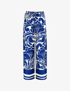 Paisley-print Wide-leg Recycled-polyester Trousers