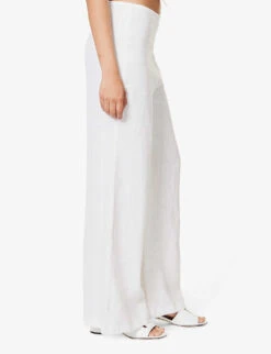 Faithfull The Brand Ottavio Wide-leg Mid-rise Linen Trousers -Ted Bakee Clothing Shop R04199687 WHITE ALT02
