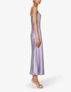 Joana Strapless Silk Midi Dress -Ted Bakee Clothing Shop R04203303 AURA ALT02