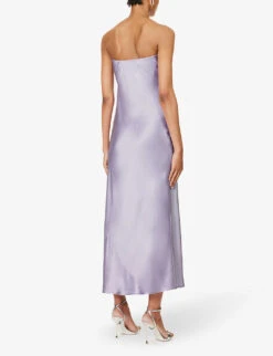 Joana Strapless Silk Midi Dress -Ted Bakee Clothing Shop R04203303 AURA ALT03