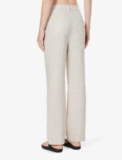 Freddie High-rise Straight-leg Linen Trousers -Ted Bakee Clothing Shop R04203323 OATMEAL ALT03
