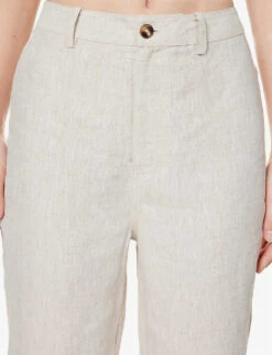 Freddie High-rise Straight-leg Linen Trousers -Ted Bakee Clothing Shop R04203323 OATMEAL ALT04