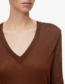 Joseph Cashair V-neck Cashmere Jumper -Ted Bakee Clothing Shop R04203829 MAHOGANY ALT04